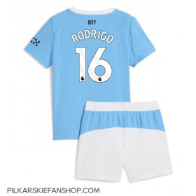 Koszulka piłkarska Manchester City Rodri Hernandez #16 Strój Domowy dla dzieci 2025-26 tanio Krótki Rękaw (+ Krótkie spodenki)
